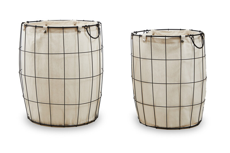 Set Of Two Matte Black Laundry Baskets