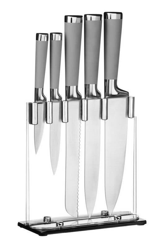 5Pc Knife Set With Grey Handles