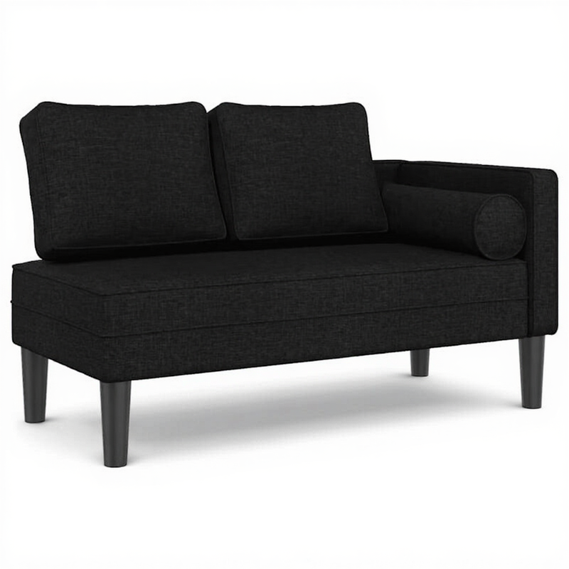 vidaXL Chaise longue met kussens stof zwart