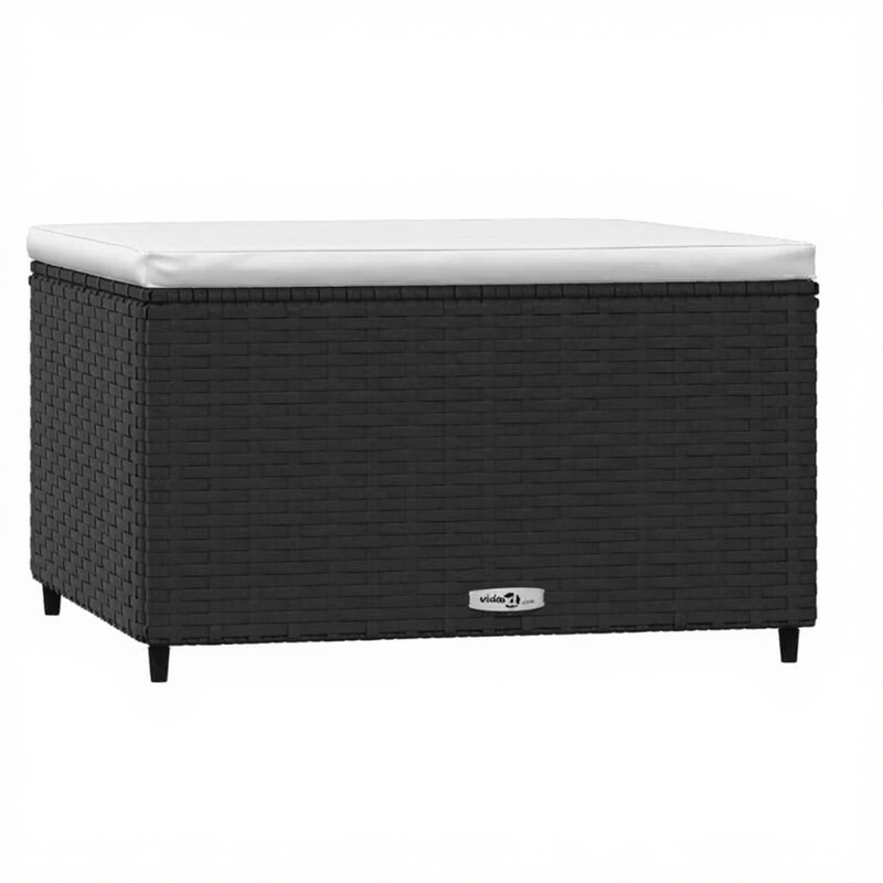 vidaXL Repose-pieds avec coussin poly rotin noir
