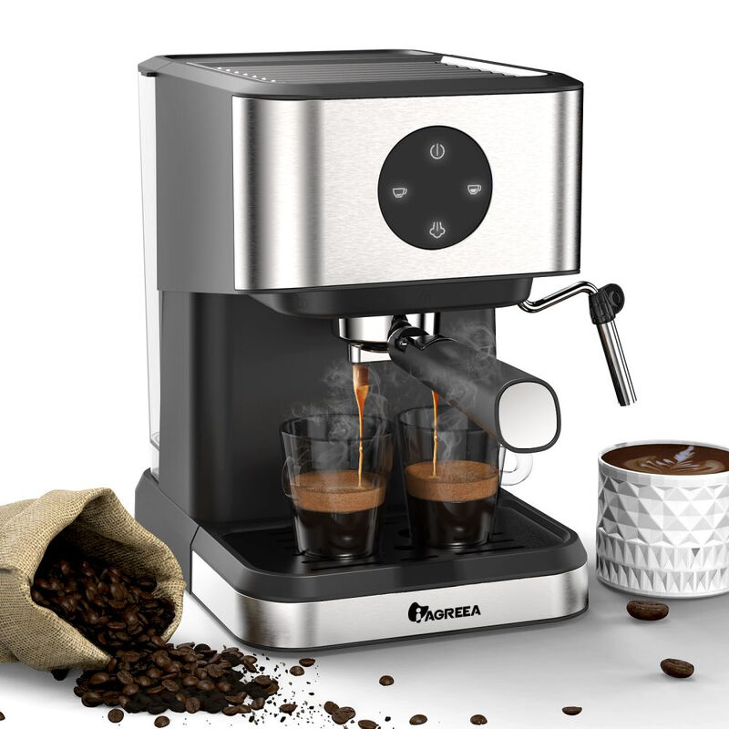 Espresso Coffee Machine with Milk Frother Steam Wand, Semi-Automatic, Silver - CM3050