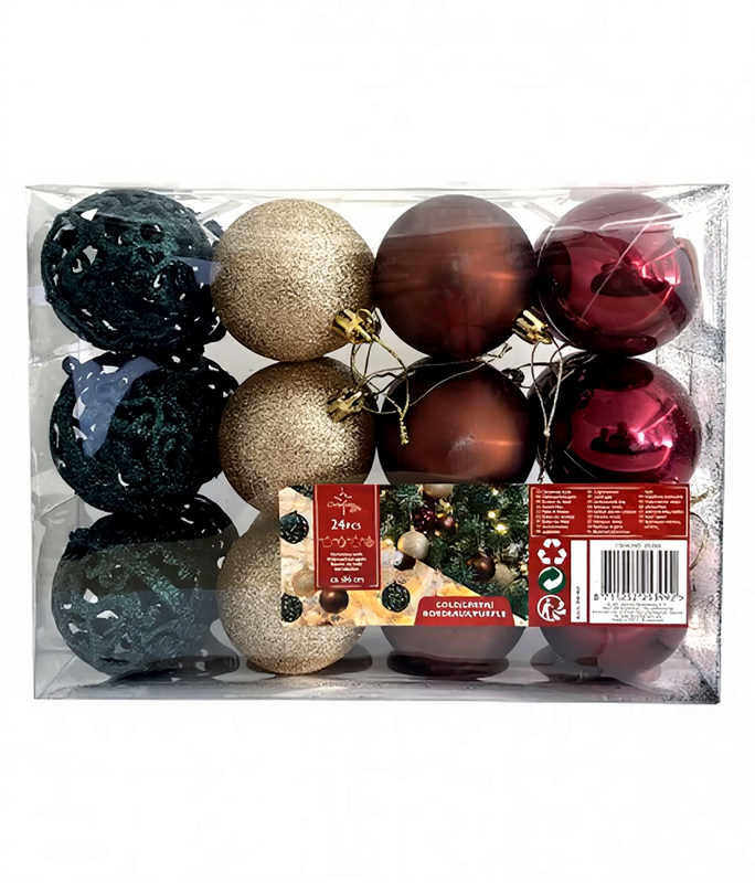 Kerstcadeaus Kerstbalset - 24 stuks, 6 cm