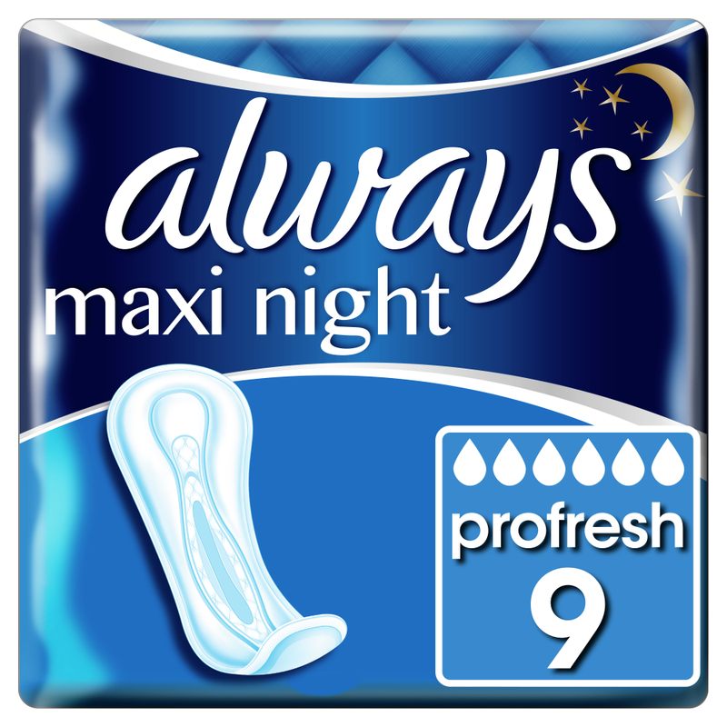 Maxi Profresh Night Sanitary Towels Without Wings 9 Pads