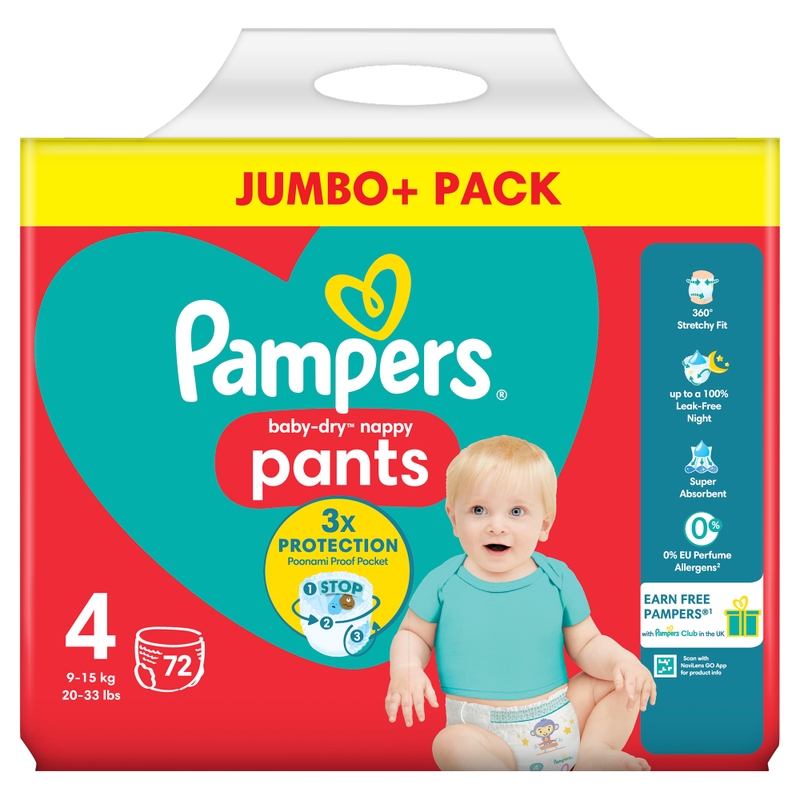 Baby-Dry Nappy Pants Size 4 72 Pack Jumbo+ Pack