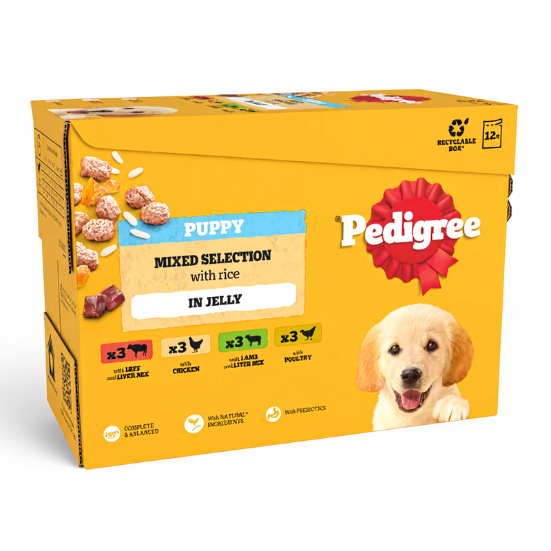 Junior Puppy Wet Dog Food Mixed Selection In Jelly 12x100g Pouch