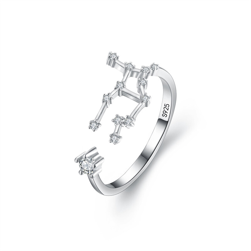 Cubic Zirconia Adjustable Virgo Zodiac Ring Astrology Jewelry