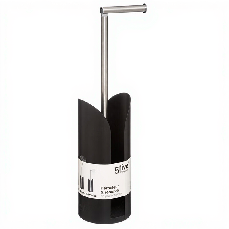 5five Support de papier toilette en métal flexible, noir