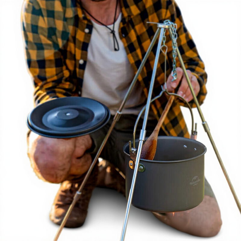 NatureHike Set de Marmite de Camping Suspendable Portable 1-6 Personnes avec Couvercle
