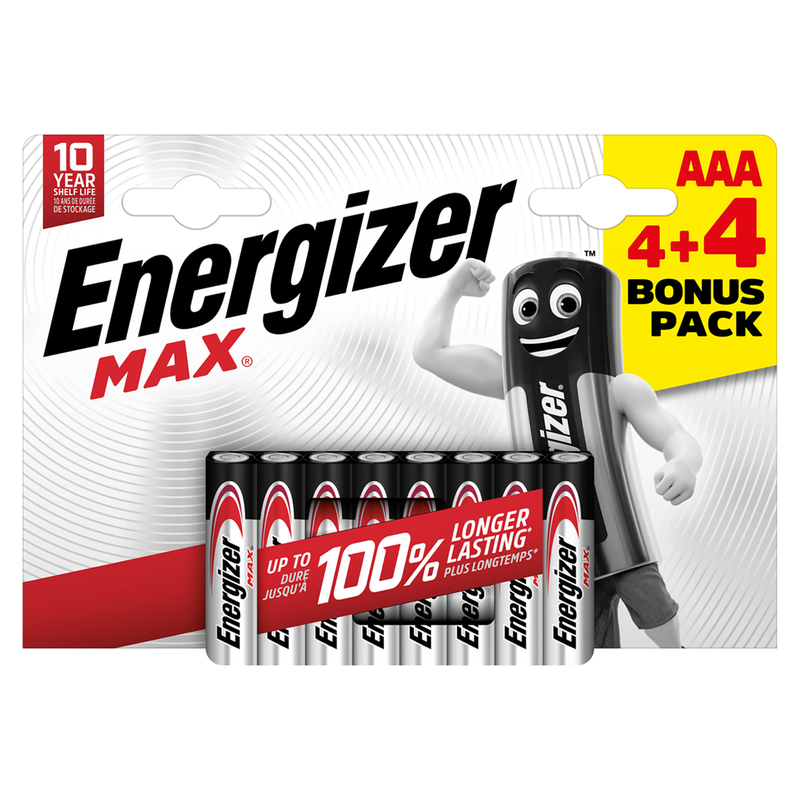 AAA Max Alkaline Batteries – Value Pack of 8 (4+4)