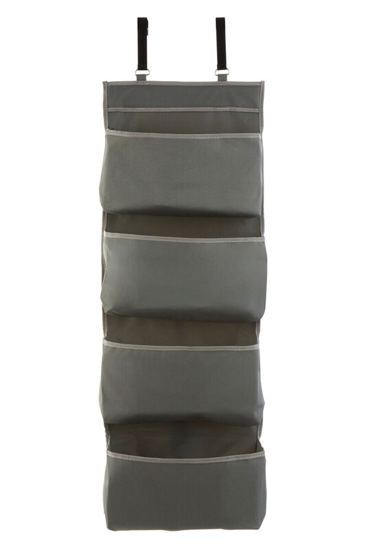 Grey Polyester Over Door Hanging Organiser