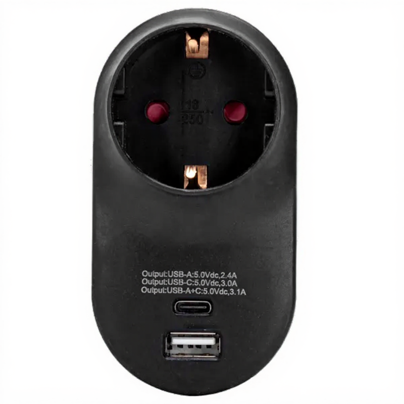 Aigostar Conversiestekker met USB+TYPE-C 16A Plug