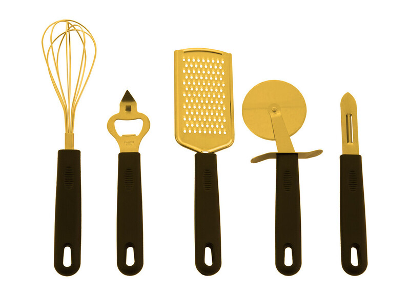 Five Piece Light Gold Kitchen Gadget Set