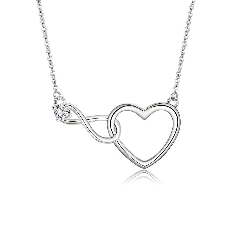 Infinity Heart Interlock Pendant Necklace with Cubic Zirconia