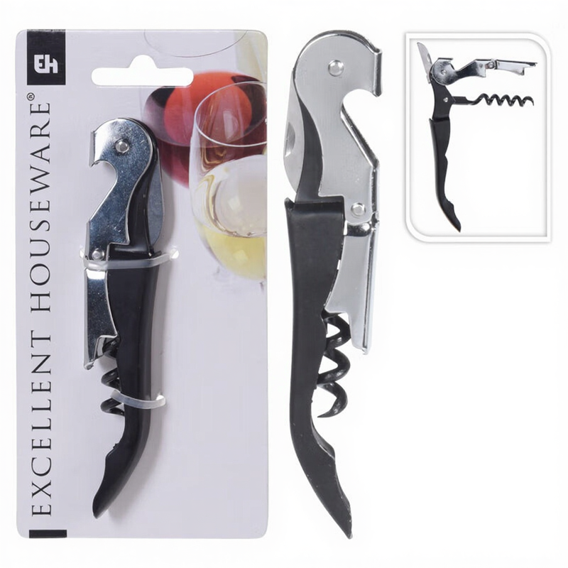 3-in-1-Korkenzieher, schwarz