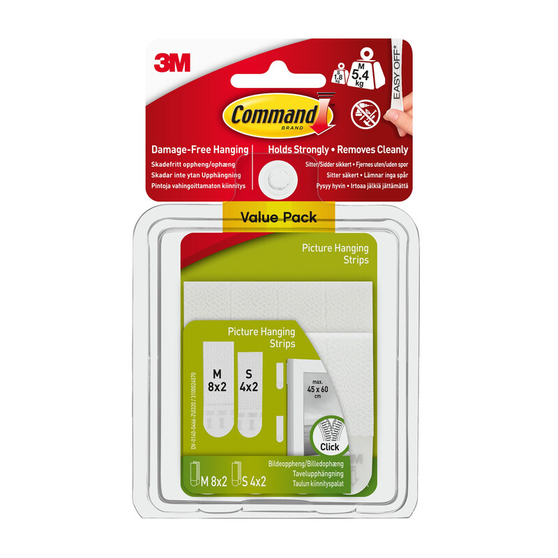 3M Command Picture Hanging Strips, 12 Pairs: 8-Medium, 4-Small Pairs 17203-ES
