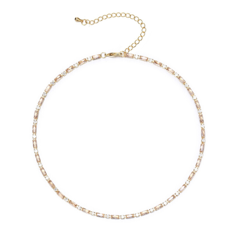 Brown Cubic Zirconia Thin Tennis Choker Necklaces