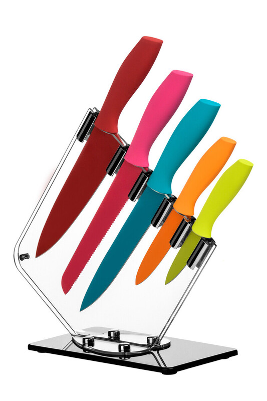 5pc Multi Colour Soft Grip Handle Knife Set
