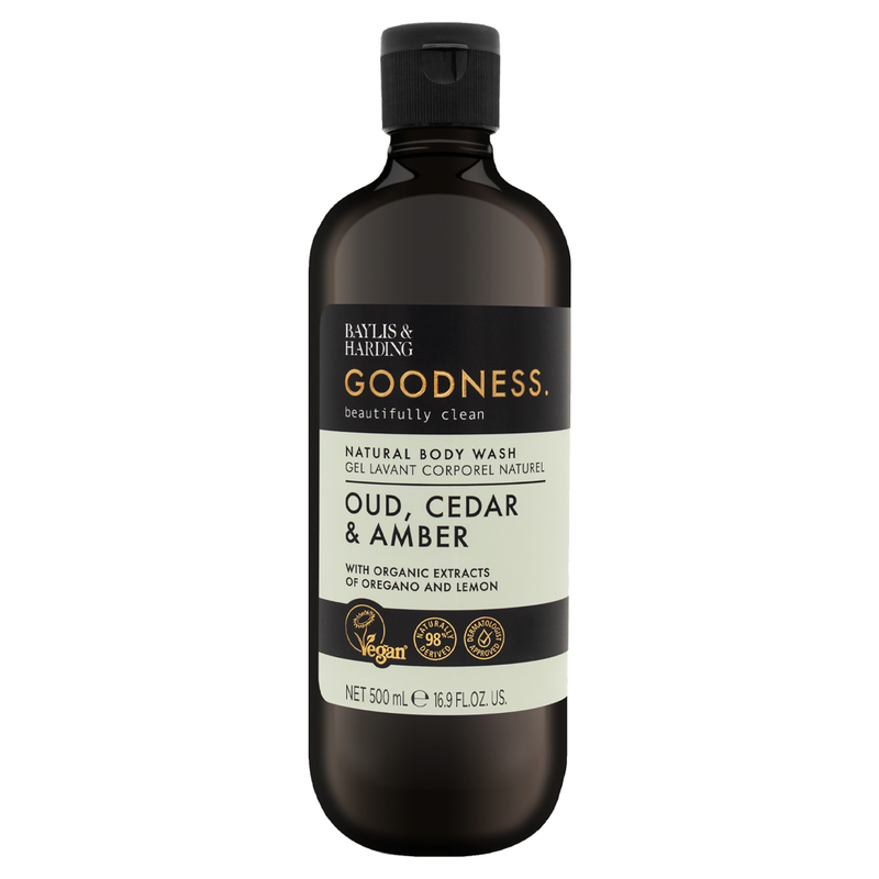 Goodness Oud, Cedar & Amber Natural Body Wash 500ml