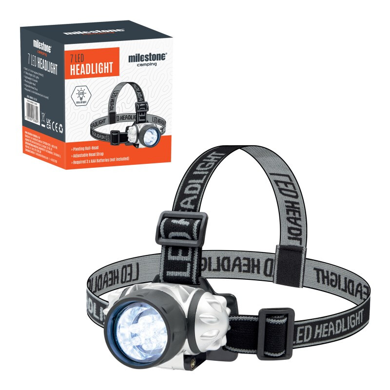 7 LED Head Light Torch With Pivoting Ball Head