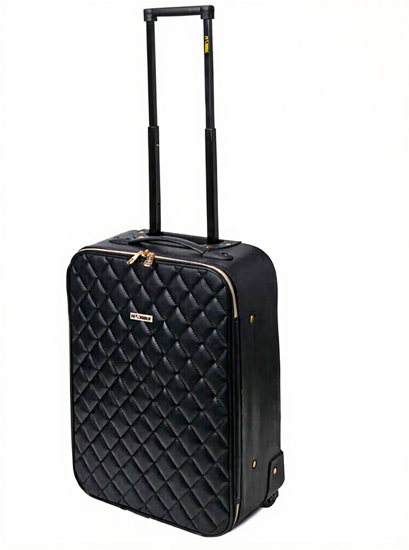ProWorld Valise de voyage ProWorld Quilt Design avec 4 roues Poignée télescopique 20 pouces 28L Noir