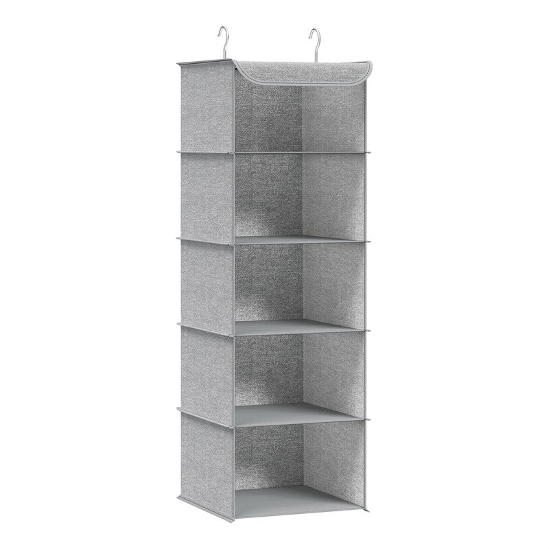 SONGMICS Hanging Closet Organizer, 30x30x90cm, Light Grey