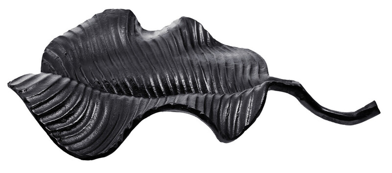 Decorative Dish Prato Leaf Black