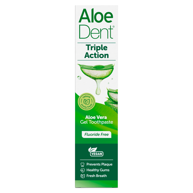 AloeDent Triple Action Aloe Vera Fluoride Free Gel Toothpaste 100ml
