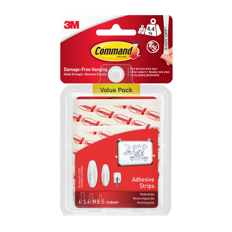 3M Command Small, Medium & Large White Replacement Adhesive Strip