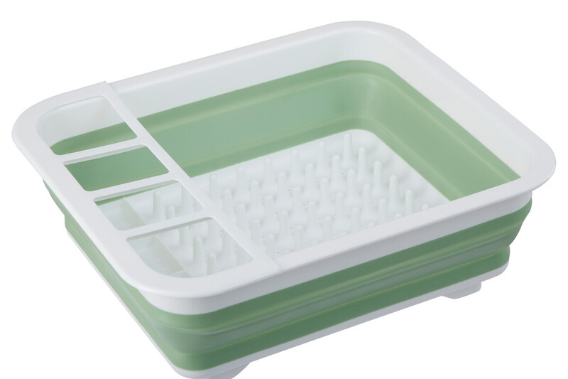 Umbria Green White Collapsible Dish Rack