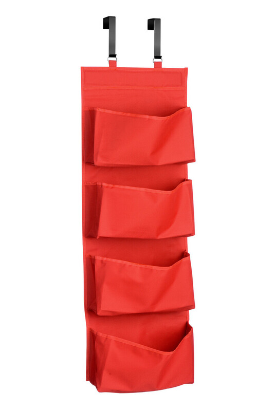 Over Door Red 4 Tier Hanging Organiser