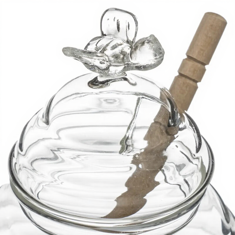 Honigglas mit Löffel Glas+Eiche