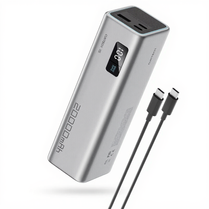 CUKTECH 15 SE Power Bank 20000mAh 65W Laptop Oplader, 3-Port USB C Draagbare Oplader PB200 Kleur: Grijs
