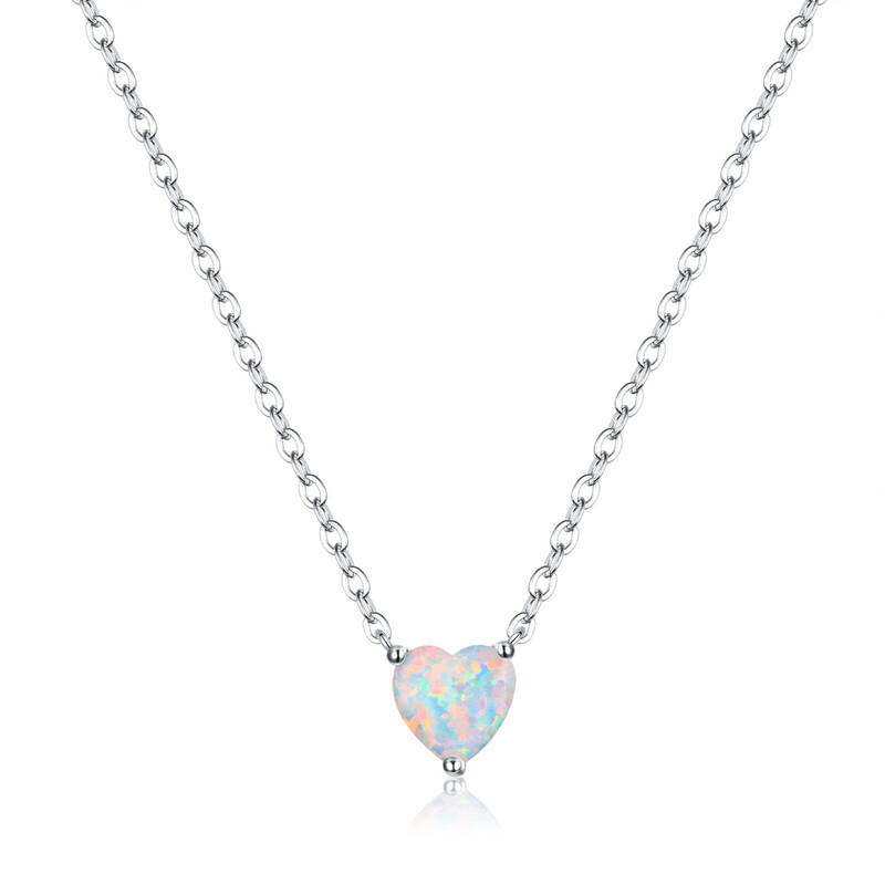 Hypoallergenic Dainty 11mm Opal Love Heart Choker Necklace