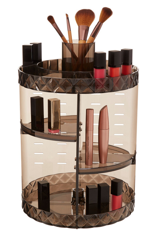 Maison By Premier Black Beauty 3 Tiered Round Revolving Cosmetics Organiser
