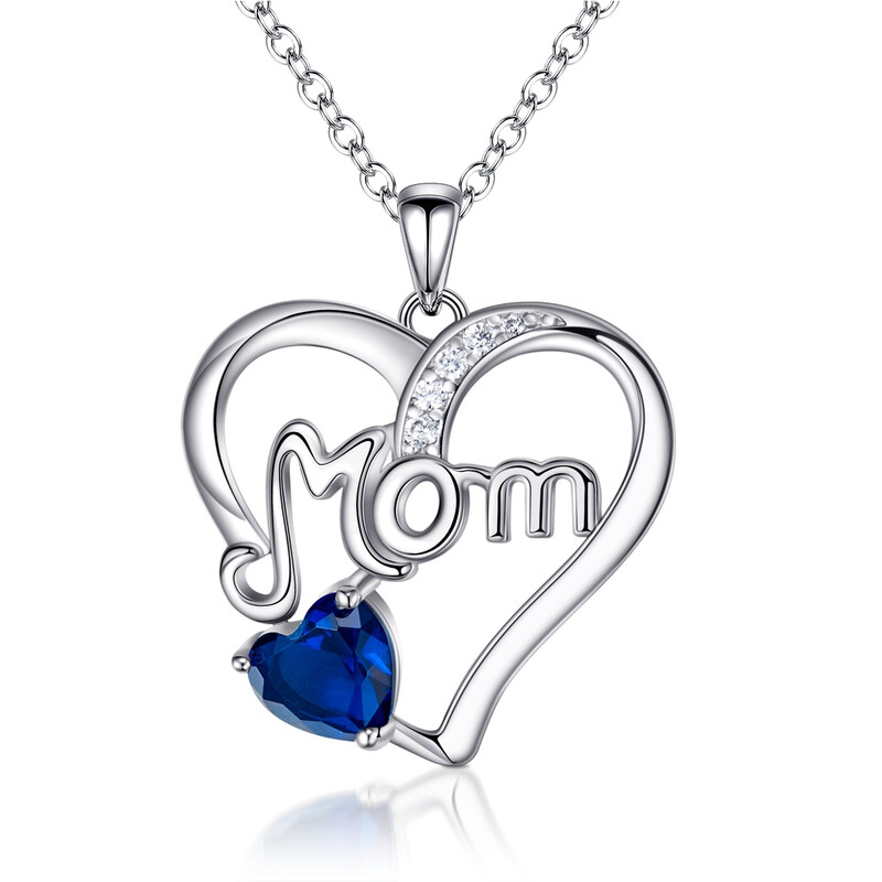 Cubic Zirconia September Birthstone Heart Pendant Necklace
