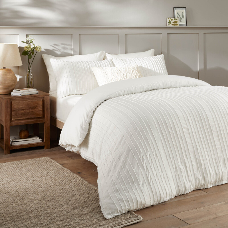 Duvet Cover Set Harrison Stripe White King