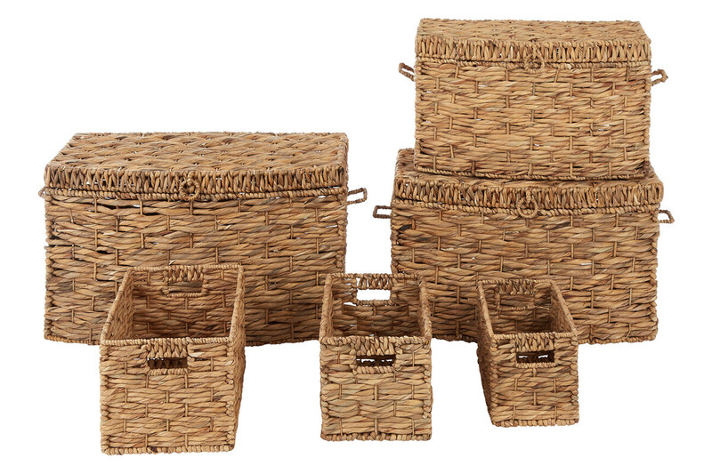 Lidi Set Of Six Brown Washed Storage Baskets.