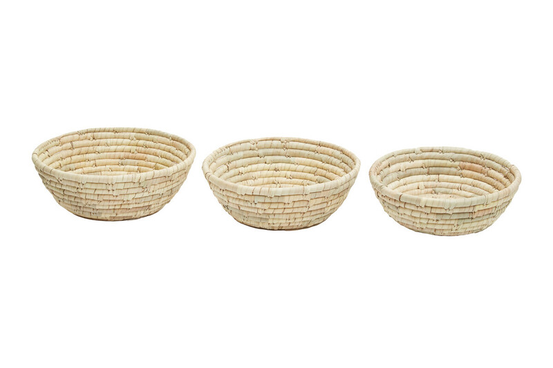 Set Of Three Palm Leaf Baskets