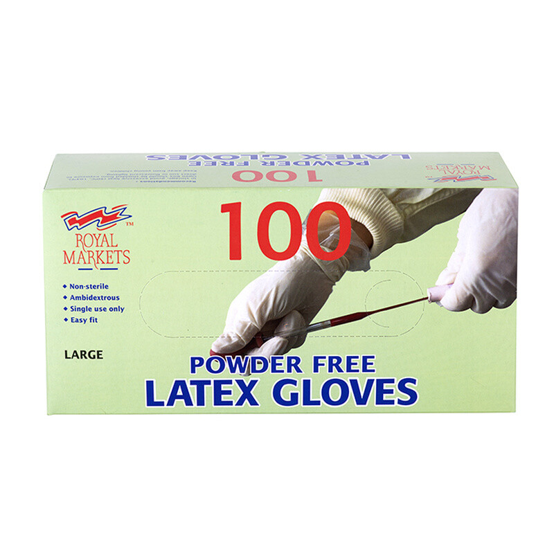 s Large Powder Free Latex Gloves, pack of 100
