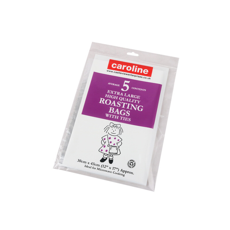 Clear Roasting Bags with Wire Polybag Tie, 300 x 430mm, pack of 5