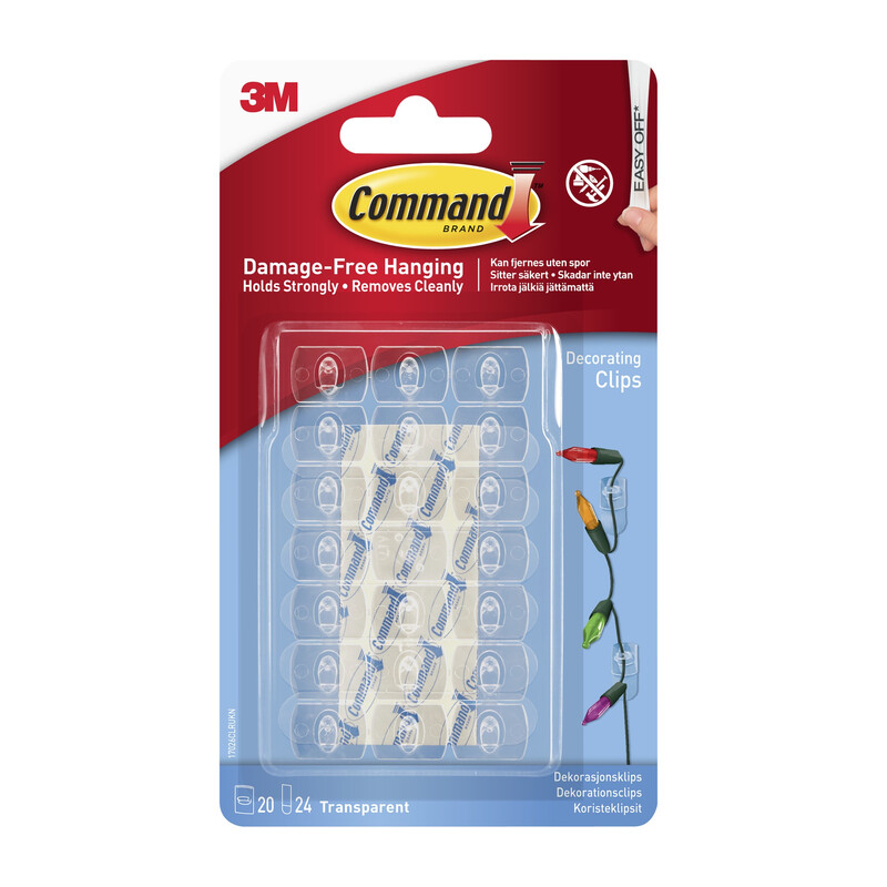 3M Command Clear Decorating Clips 20 Clips 17026CLR
