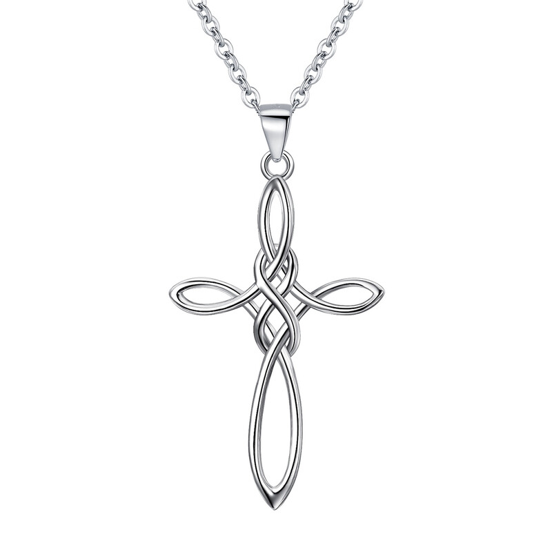 Celtic Knot Cross Pendant Necklace with Chain 21.2 Inch