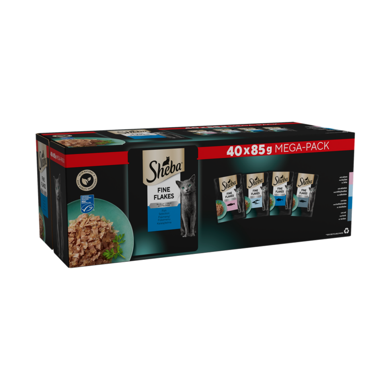 Fine Flakes Adult Cat Food Fish Selection in Jelly 40 x 85g Pouch