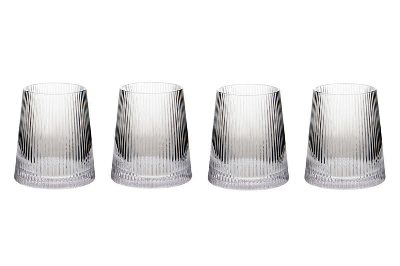 Set of Four Ribbed Glass Tumblers