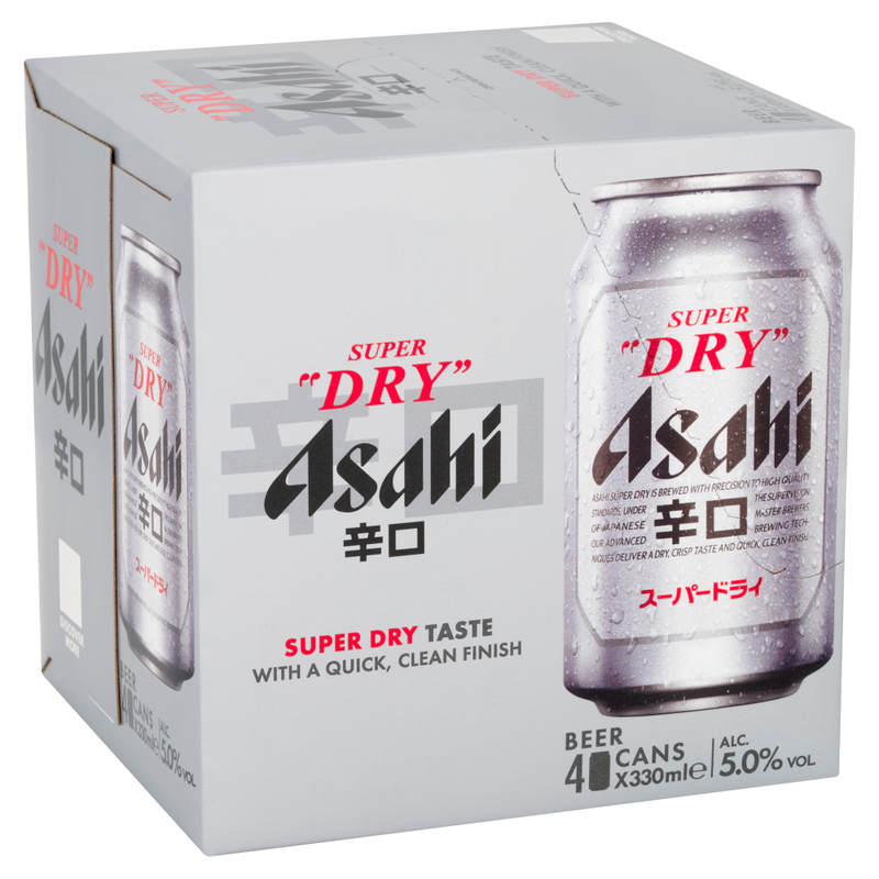 Asahi Super Dry Beer 4X330ml Can