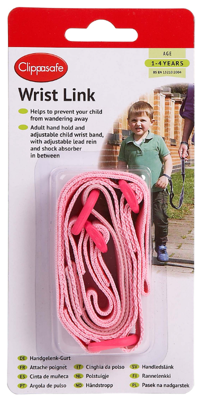 Safety Wrist Link with Shock Absorber 1-4 Years Pink