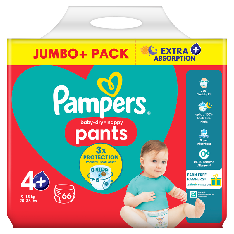Baby-Dry Nappy Pants Size 4+ 66 Pack Jumbo+ Pack