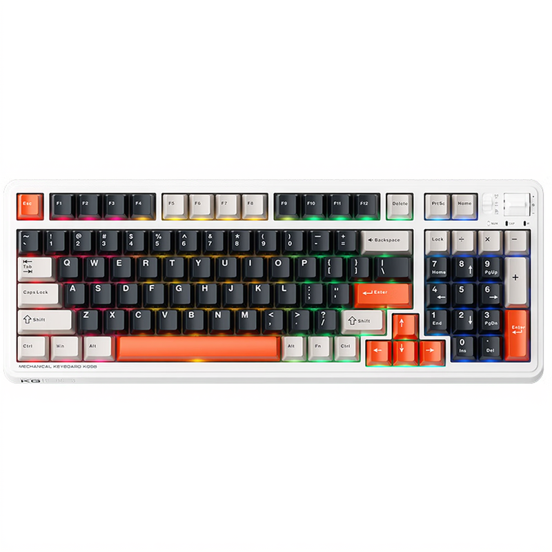 MACHENIKE KG98 96% mechanisch toetsenbord met drie modi, QWERTY Amerikaanse indeling, direct verwisselbaar aanpasbaar gamingtoetsenbord, vooraf gesmeerde lineaire schakelaars, RGB-zijverlichting, compacte indeling met 98 toetsen voor gamen/typen/Win/Mac/P