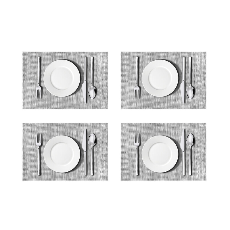 Placemats Easy Clean Rectangle Silver 4pcs