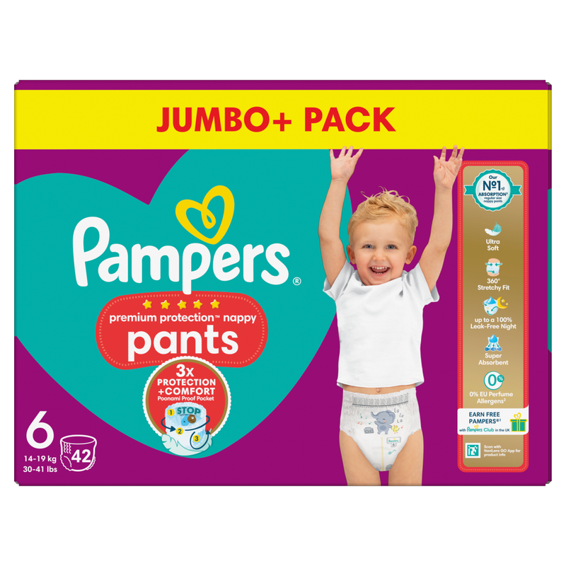 Premium Protection Nappy Pants Size 6 42 Pack Jumbo+ Pack